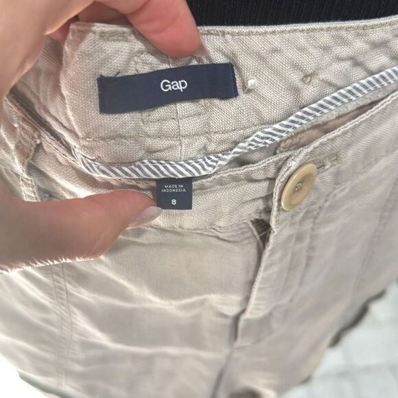Gap Women Shorts Linen Cotton Blend Khaki Tan Size 8 Pockets Classic Sexy - Picture 2 of 8